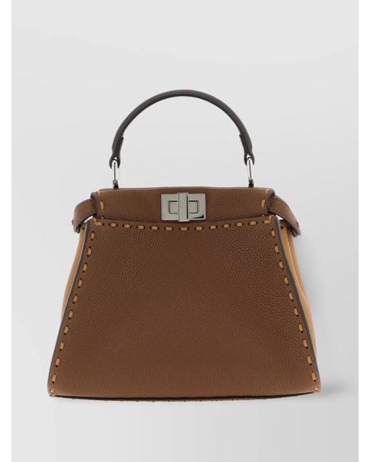 Fendi Brown Mini Handbag With Adjustable Strap And Top Handle