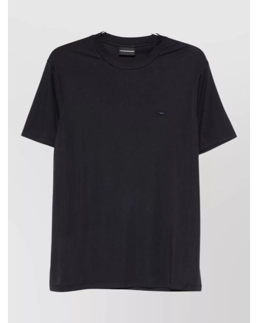 Emporio Armani Black Silk-Blend Logo-Detail Short-Sleeve T-Shirt for men