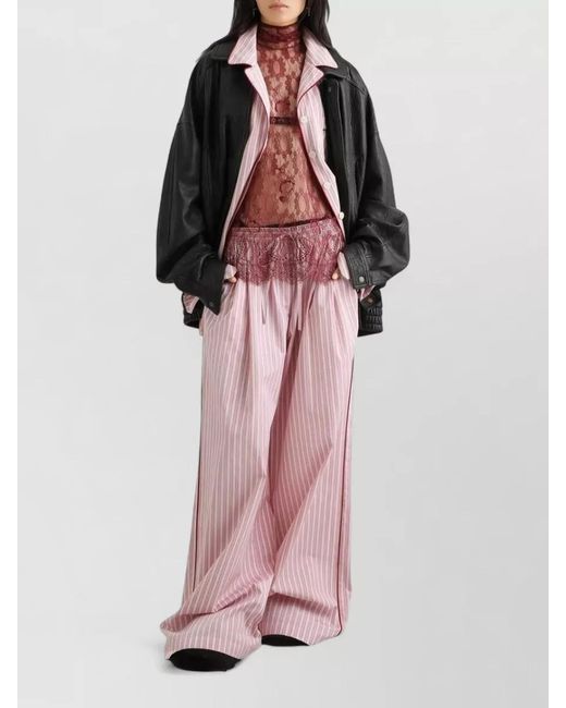 Dolce & Gabbana Pink Striped Silk Nylon Top Chest Pocket Long Sleeves