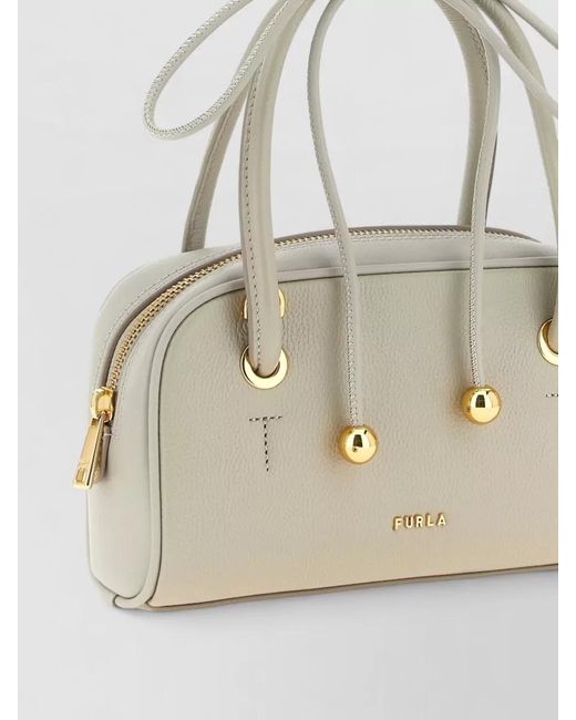 Furla Natural Poppy S Shoulder Bag Adjustable Strap Handles