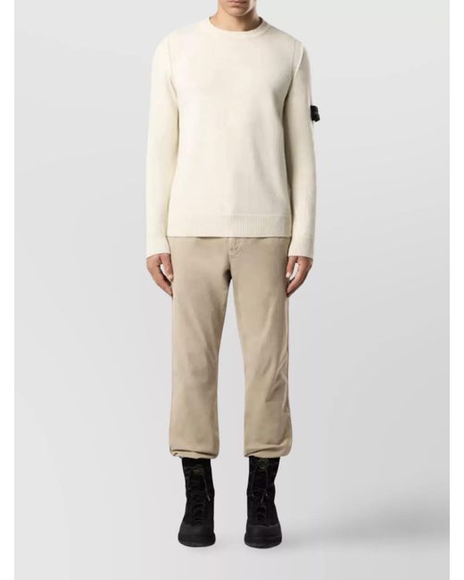 Stone Island Natural Wool Crewneck Ribbed Jumper for men
