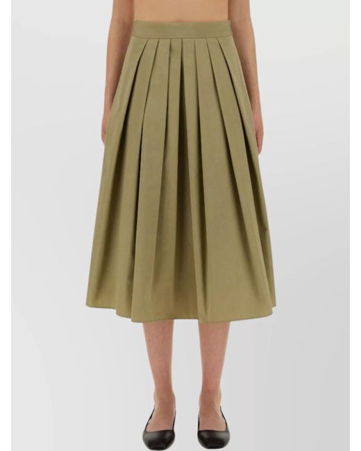 Aspesi Green Pleated Midi Skirt High Waist Wide Fit