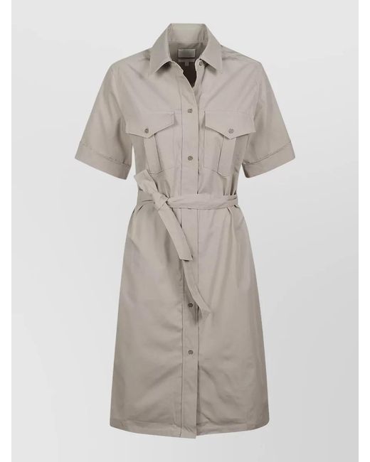 A.P.C. Natural Cotton Belted Knee-Length Dress