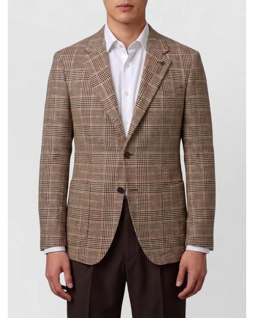 Lardini Brown Cashmere Virgin Wool Checked Single-Breasted Suit Jacket for men
