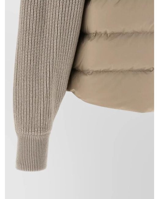 Brunello Cucinelli Natural Flap Detail Down Jacket Long Sleeves