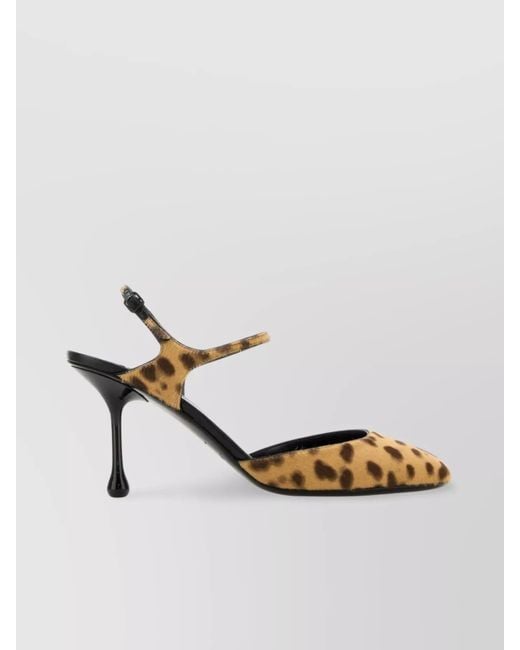 Jimmy Choo Metallic Leopard-Print Calf Hair Slingback Pumps