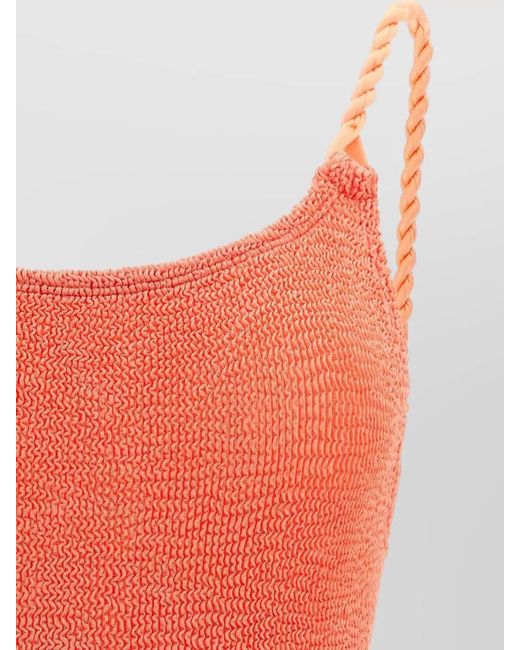 Hunza G Orange Camille Scoop Neck Textured One Piece Swimsuit