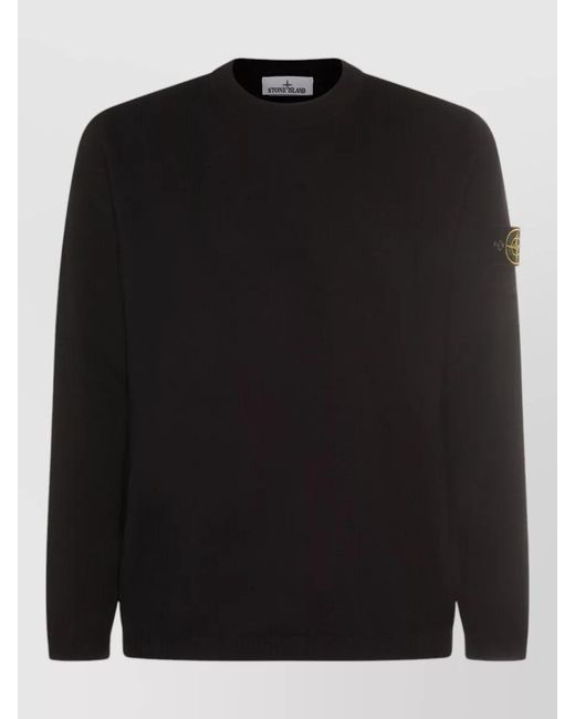 Stone Island Black Cotton Micro Stitch Knit Relaxed-Fit Jumper for men