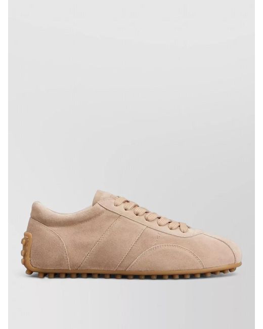 Tod's Natural Suede Panelled Low-Top Sneakers