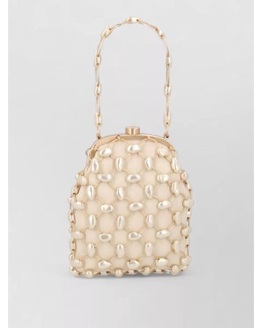 Cult Gaia White Lamb Leather Clutch Bag