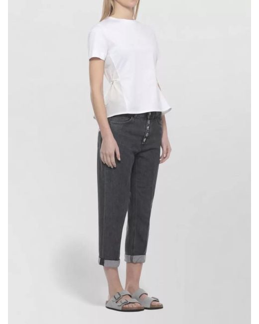 Dondup Gray Straight-Leg Cropped Jeans