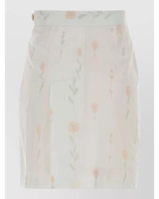 Vivienne Westwood White High Waist Floral Cotton Blend Mini Skirt