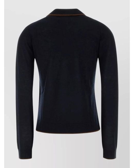MM STUDIO Blue Silk Blend Targo Cardigan Collared Contrast Trim