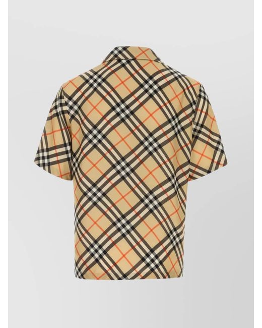 Burberry Metallic Silk Nova Check Camp Collar Short Sleeve Shirt for men