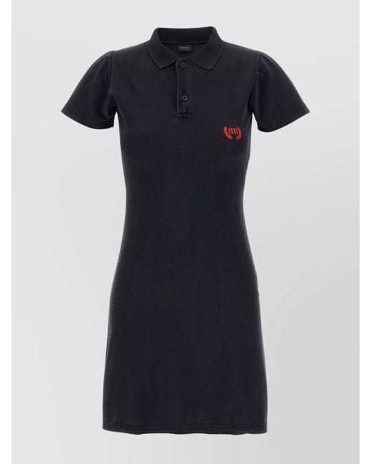 Balenciaga Black Cotton Mini Polo Dress