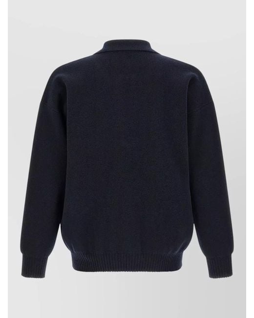 Roberto Collina Blue Merino Wool Knit Polo Long Sleeve for men
