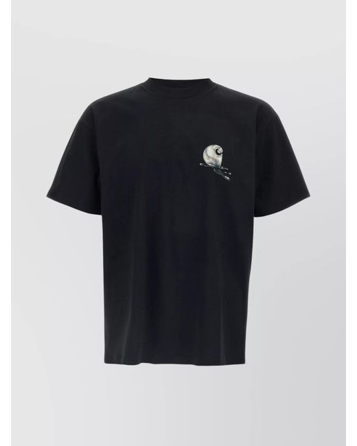 Carhartt Black Ribbed Crew Neck Graphic Print Organic Cotton Loose Fit T-Shirt for men