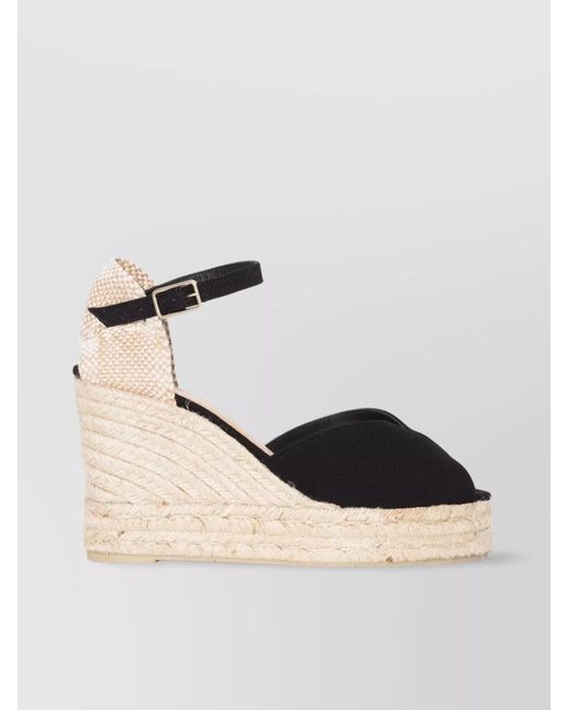 Castaner Natural Canvas Peep-Toe Wedge Espadrilles