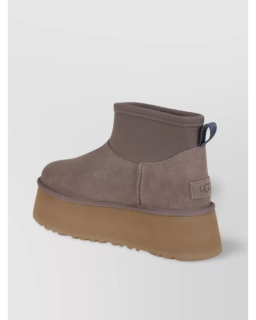 Ugg Brown Mini Ankle Boots With Platform Sole And Pull Tab