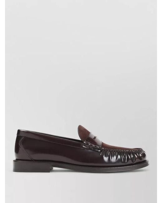 Brunello Cucinelli Brown Penny Loafers Calf Leather Suede Vamp for men