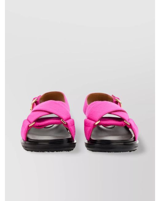 Marni Pink Leather Criss Cross Sandals