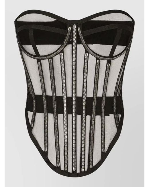 Dolce & Gabbana Black Crystal-Embellished Strapless Corset Top