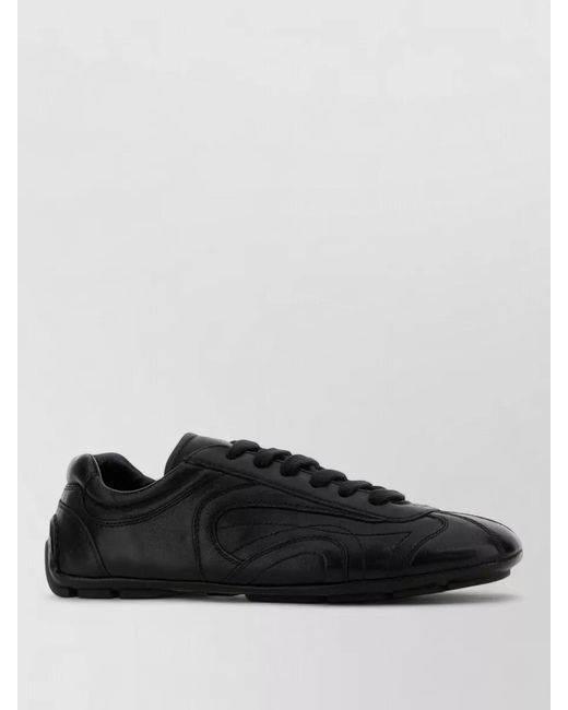 Prada Black Leather Low-Top Sneakers for men