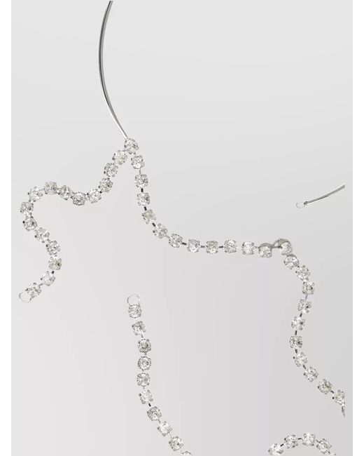 MM6 by Maison Margiela White Crystal Chain Asymmetric Rigid Necklace
