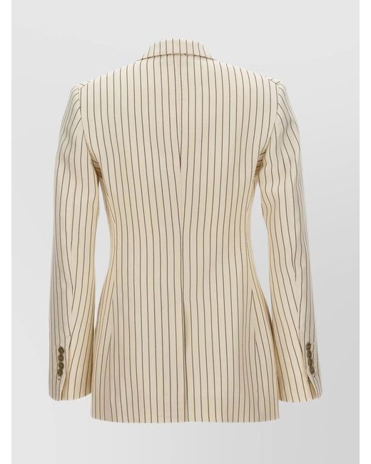 Tom Ford Natural Wool Silk Striped Double-Breasted Blazer