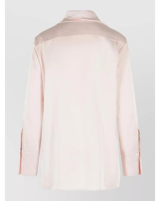 Jil Sander Pink Fiocco Acetate Viscose Draped Long Sleeve Shirt