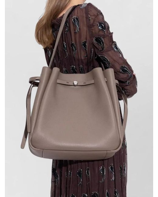 Tory Burch Natural Large Leather Bucket Bag With Adjustable Strap