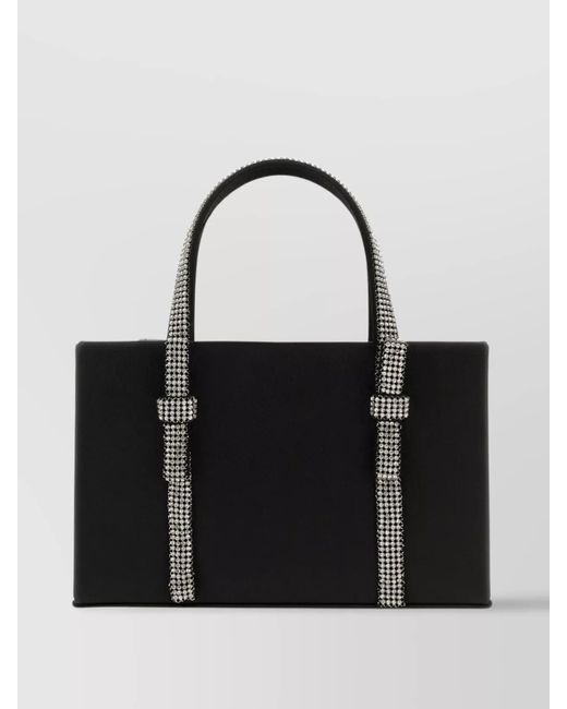 Kara Black Crystal Mesh Lamb Leather Tote Bag