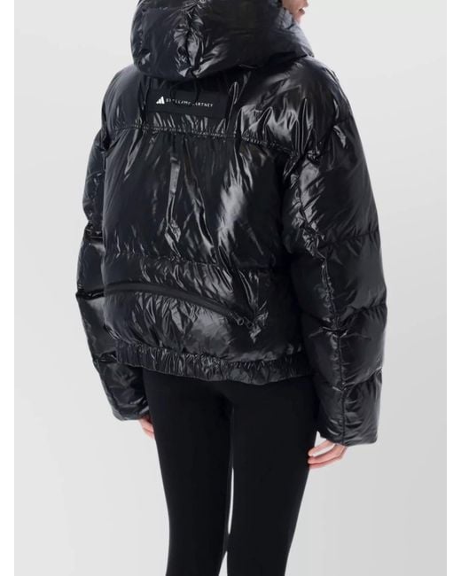 Adidas By Stella McCartney Black Short Puffer Jacket Hooded Design