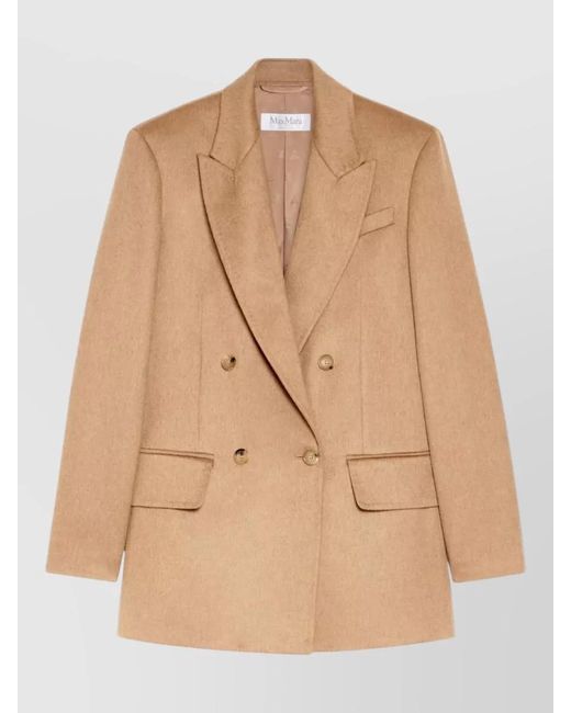Max Mara Natural Camel Hair Double-Breasted Blazer