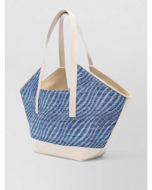 Marni Blue Small Woven Shoulder Tote Bag
