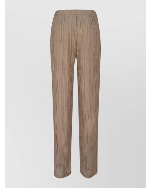 Emporio Armani Natural Straight Leg Pants Subtle Shimmer Texture