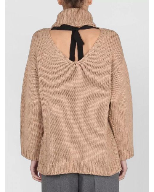 RED Valentino Multicolor Wool Lurex Turtleneck Sweater Open Back