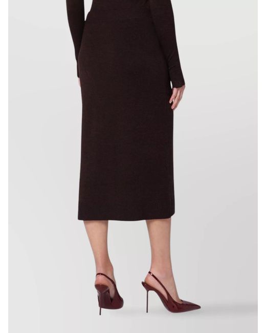 Victoria Beckham Black Wool Blend Midi Fitted Skirt