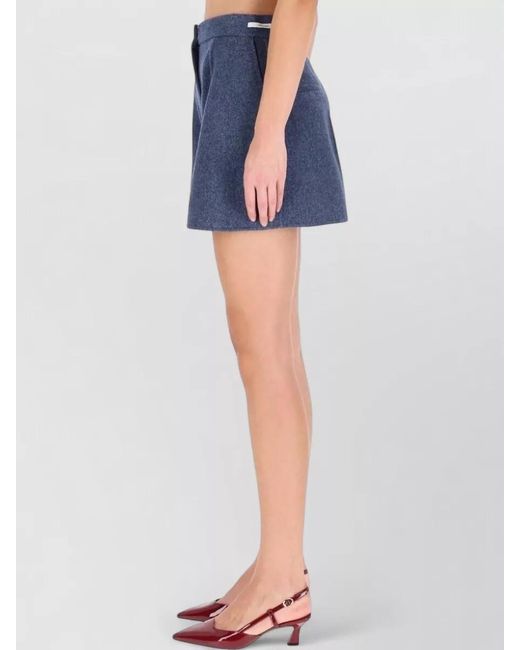 Sportmax Blue High Waist Pleated Shorts Braiesi Pockets