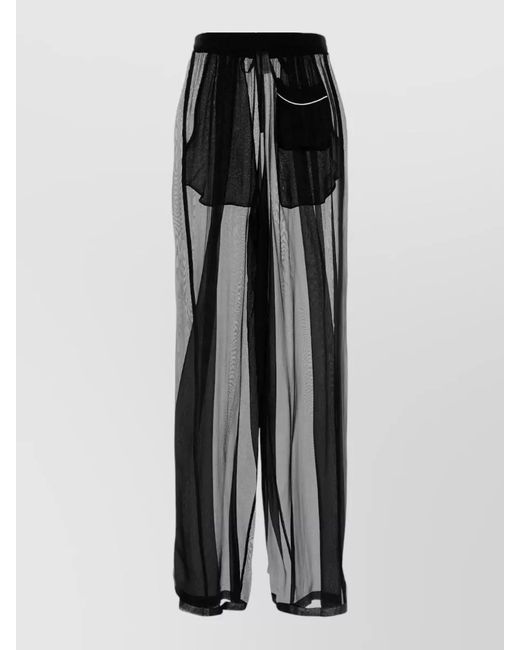 Dolce & Gabbana Black Silk Wide-Leg Beach Pants