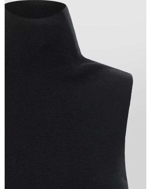 Extreme Cashmere Black High Neck Sleeveless Stretch Knit Top