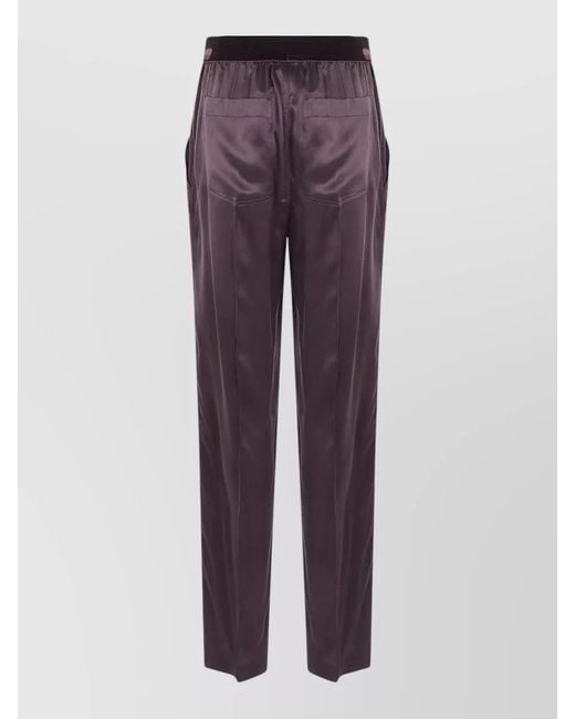 Tom Ford Purple Silk Satin Lounge Trousers Back Pockets