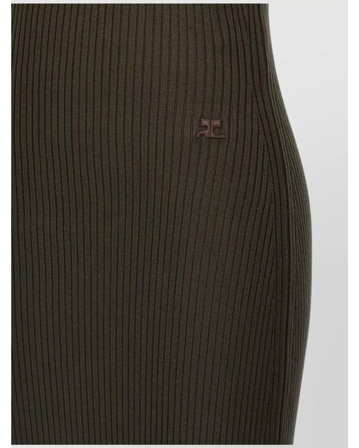Courreges Brown Ribbed Knit Midi Dress