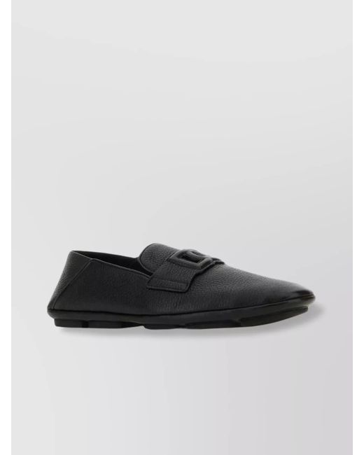 Dolce & Gabbana Black Deer Leather Driver Loafers for men