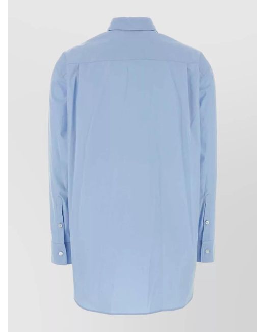 Jil Sander Blue Poplin Oversize Shirt Straight Cut Long Sleeves for men