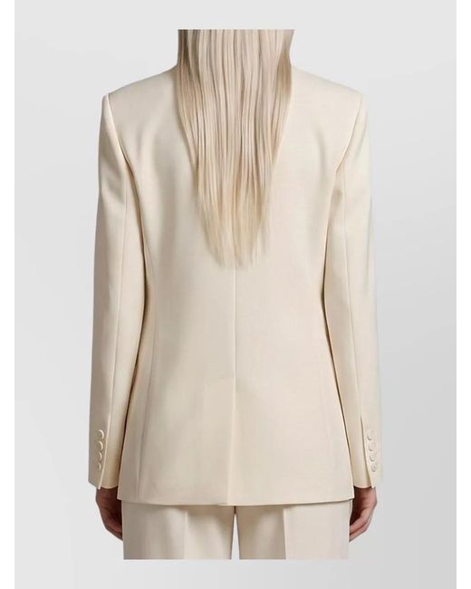 FEDERICA TOSI Natural Single Breasted Satin Cady Blazer
