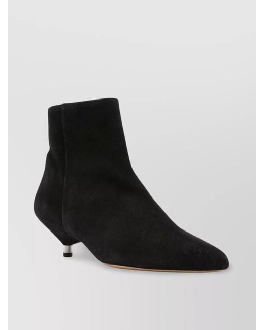 Isabel Marant Black Leopard-Print Suede Ankle Boots With Low Heel