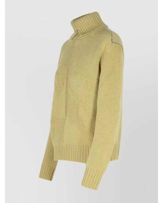 Burberry Yellow Cashmere Fine-Ribbed Roll-Neck Jumper