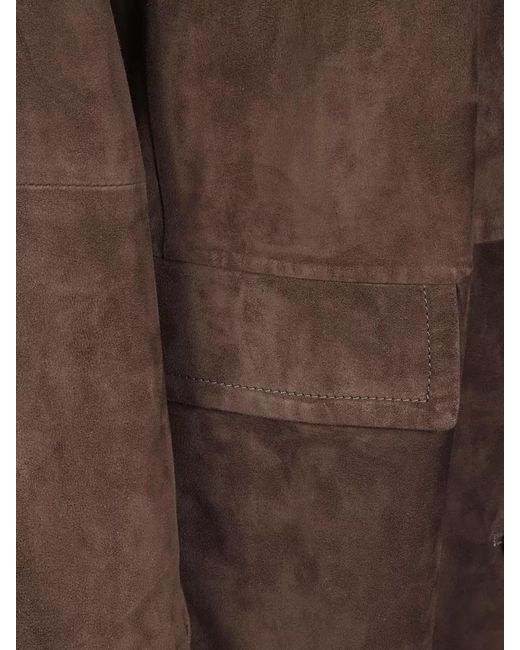 Max Mara Brown Long Jacket Notched Lapels Side Pockets