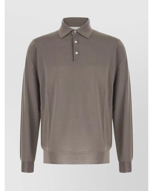 Lardini Gray Long Sleeve Knit Polo Shirt For for men